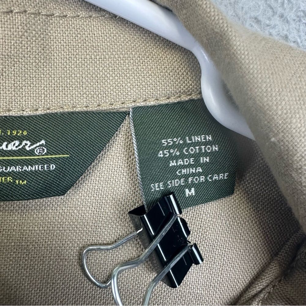 Eddie Bauer Shirt Jacket Womens Medium Beige Linen Blend Chore Field Outdoor‎ - Picture 11 of 12